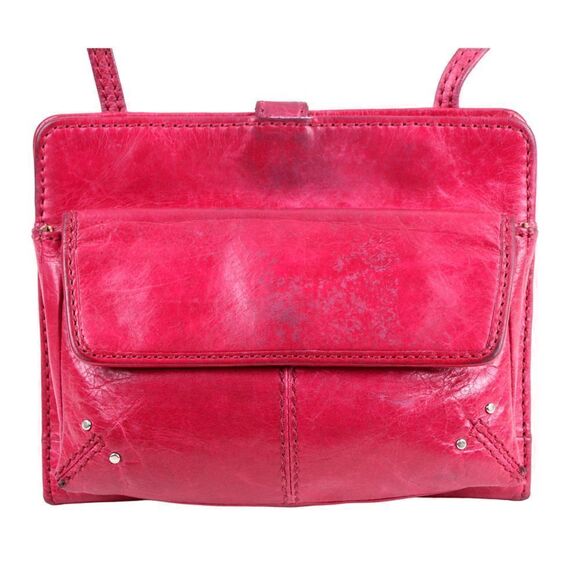 Hobo International DARK PINK GENUINE LEATHER X-BODY ORGANIZER SHOULDER BAG PURSE - Picture 2 of 14